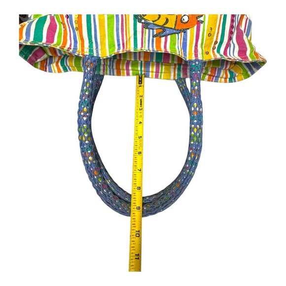 Colorful Whimsical Tropical Fish Beach Large Tote Sally Huss Y2K Striped READ - Picture 10 of 10